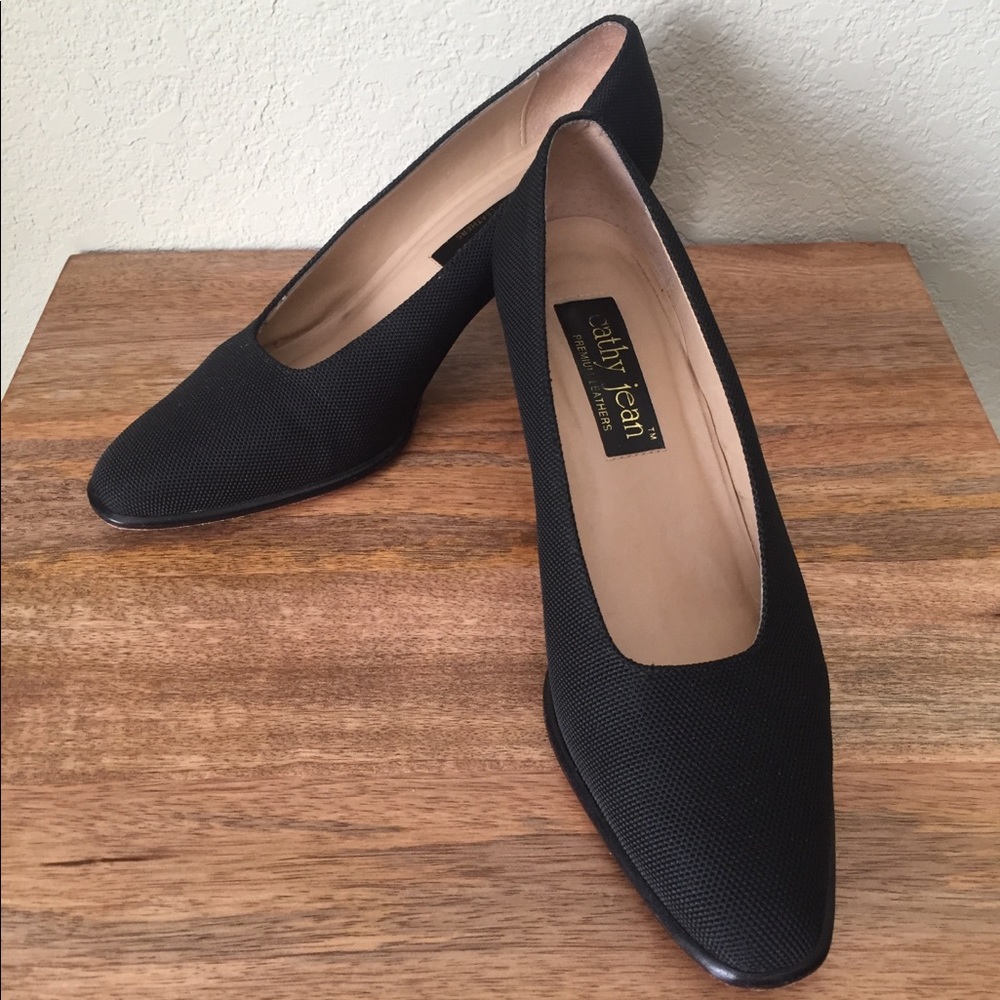 Black Satin Fabric Cathy Jean Heel